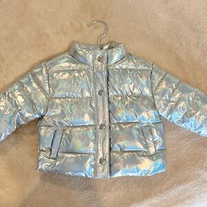 Janie and Jack Silver Puffer Coat
